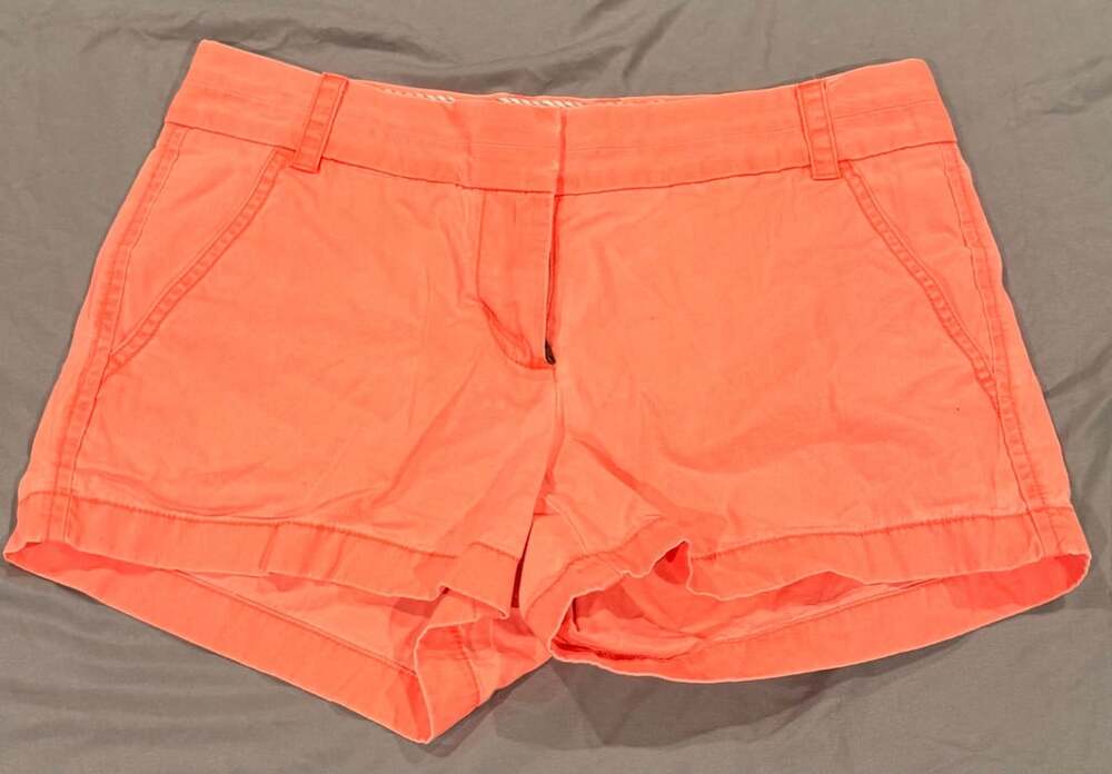 J. Crew Women's Broken-In Chino Shorts Neon Orange Size 0 Style 36234